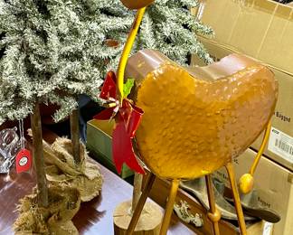 Metal Reindeer, Frosted Tree Decor