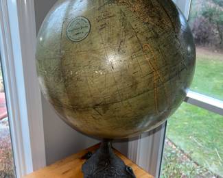 Rare Antique, Circa. 1900 large excelsior Globe with original cast iron base, 18 inch