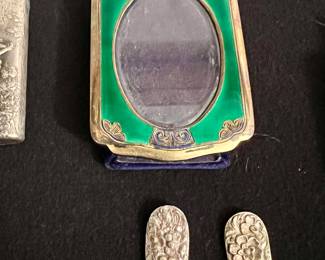 really nice early sterling and enameled small art deco frame