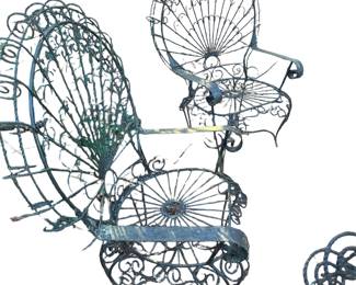 Set of four fabulous vintage Salterini style wrought iron peacock chairs