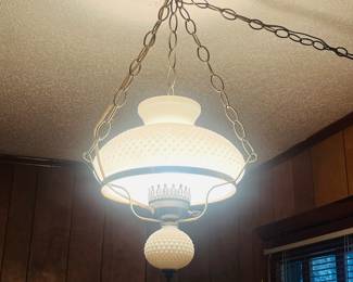 Hanging hobnail milk glass chandelier 