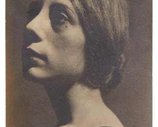 8
Edward Weston
1886-1958
"Monna Alfau," 1924
Gelatin silver print on paper hinged to a thin board mount
Unsigned
Image/Sheet: 3.75" H x 2.75" W; Mount: 14" H x 11" W
Estimate: $3,000 - $5,000