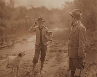 1
Edward Weston
1886-1958
"Let's Play Hookey," 1911
Platinum print on paper mounted to a thin brown board mount
Signed lower right in pencil on the mount, lower right: E. Weston; dated on the image lower right; signed again in pencil, on the mount, verso
Image/Sheet: 6" H x 4.5" W; Mount: 9" H x 6.25" W
Estimate: $8,000 - $12,000