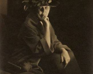 6
Dorothea Lange
1895-1965
Portrait Of Ruth Alden Langdon, 1921
Gelatin silver print on paper tipped to a thin board mount, as issued
Signed and dated in pencil on the mount, at right: Dorothea Lange; inscribed in pencil, presumably in another hand on the mount, verso: Florence Dunnum [sic] / S.F. Society
Image/Sheet: 8.125" H x 6" W; Mount: 9" H x 6.375" W
Estimate: $2,000 - $3,000