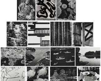 33
Brett Weston
1911-1993
Fifteen Plates From The "Fifteen Photographs Of Japan" Portfolio, 1970
Each: Gelatin silver print on paper mounted to a board mount
Each: Signed and dated in pencil near the lower corners of the board mount: Brett Weston; Brett Weston, Carmel, CA, self-published
Image/Sheet of each: 9.5" H x 7.75" W; Mount of each: 15" H x 13.25" W
Estimate: $10,000 - $15,000