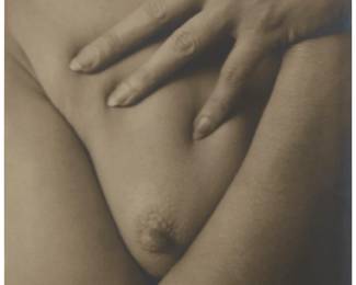 12
Edward Weston
1886-1958
Untitled [Nude], 1923
Gelatin silver print on paper hinged to a thin board mount
Signed, dated, and with a notation in pencil at the lower edge of the mount: Edward Weston / "B + O"
Image/Sheet: 9.5" W x 7.5" W; Mount: 18" H x 13.875" W
Estimate: $100,000 - $200,000