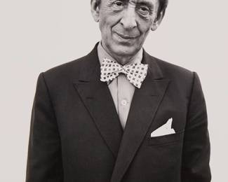34
Richard Avedon
1923-2004
"Vladimir Horowitz, Pianist, New Milford, Connecticut," 1975
Gelatin silver print on paper
Edition: 5/50
Signed 'Avedon' and numbered '5/50' and neg. no '11' in ink, with the ink stamp title, date, edition information, copyright credit, and reproduction limitation, all on the sheet, verso
Image/Sheet: 10" H x 8" W
Estimate: $5,000 - $7,000