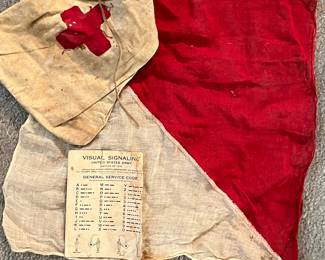 Antique signal flag & army pamphlet 