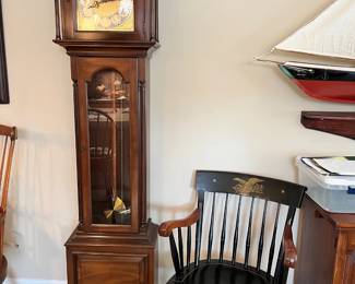 Ridgeway Grandfather Clock  (Needs Service)                                                                H 85” Floor to tip top 
W 18 1/2” Base / Head
W 14” Body 
D  Base/ Head 9 1/2”
D Body 8”                                                                                                      Like It? Buy it Now