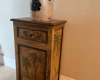 Vintage Painted Wood Palm Tree Cabinet
