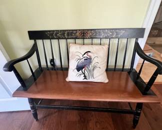 Vintage Solid Wood Two Tone Hitchcock Black Harvest Bench.                                                                                                      Like It? Buy it Now