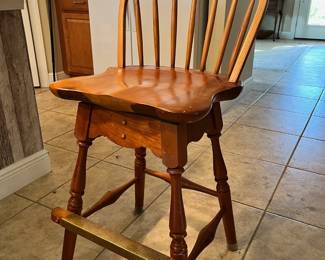 Frederick Duckloe & Bros. Colonial furniture custom made revolving bar stool with protectors and brass lip.    Like It? Buy it Now
