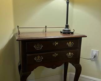 Vintage Cherry Wood Night Stand / Console Table with Brass Hardware                                                                                         Like It? Buy it Now 