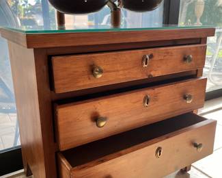 Antique Solid Wood 3 Drawer Dresser with Brass Hardware and Protective Glass Top                                              Like It? Buy it Now
