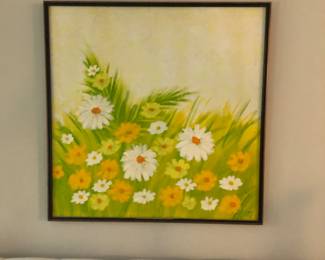 Mid century flower paint on canvas