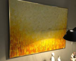 Mid century oil on canvas of flower field 