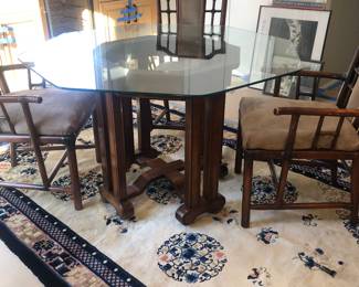 Asian hexagonal glass top table