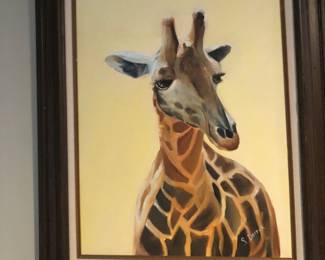 Signed Giraffe painting