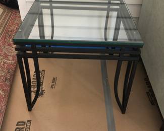 Wrought iron glass top side tables
