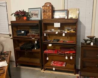 LEFT IS MACEY 3 STACK BARRISTER BOOKCASE , MIDDLE BARRISTER PARTS
