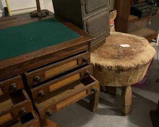 ANTIQUE 6 DRAWER CHADWICK'STABLE TOP SPOOL CABINET. STOVE TOP OVEN