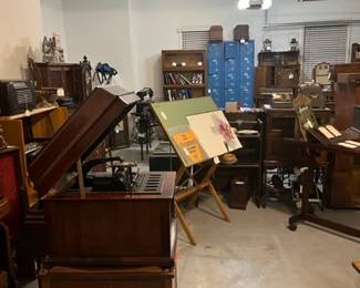 ANTIQUE EDISON AMBEROLA 50 ON MUSIC CABINET ON WHEELS