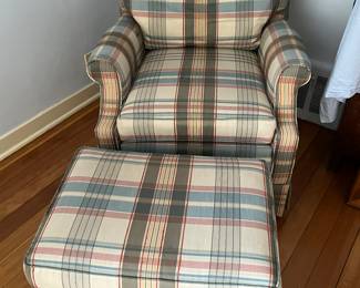Upholstered armchair with matching ottoman