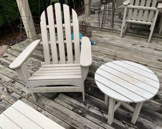 Polywood chair and round side table