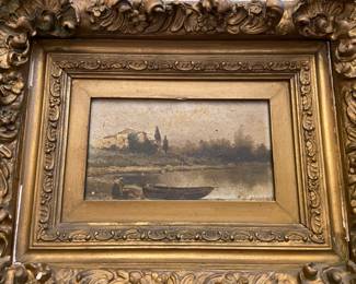 a pair of antique oils