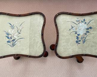 Most unusual gorgeous pair of table with Asian Textile