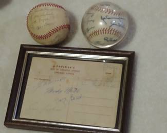 Autographed Baseballs, Autographed Postcard including Mickey Mantle signature