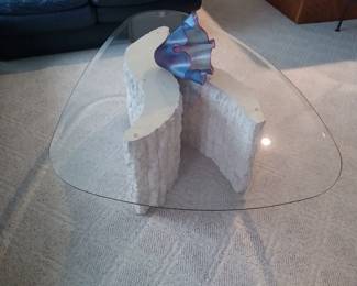 "X" "Y" "Z" stone & glass accent tables set