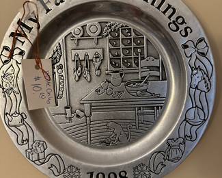 Series of Wilton Armetale Christmas plates collected each season. Began collection in 1989s!