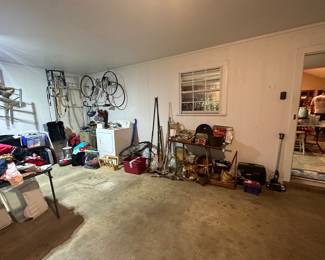 Old tags, old/antique bicycle, washer (needs heating element), small amount of old tools. 