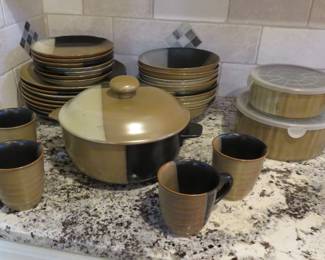 Sango "Gold Dust Black" stoneware