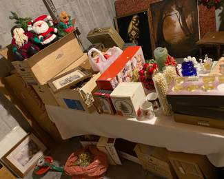 more fun Christmas stuff, tree and lots of green garland