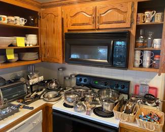 pots and pans, utensils, dishes and coffee cups!