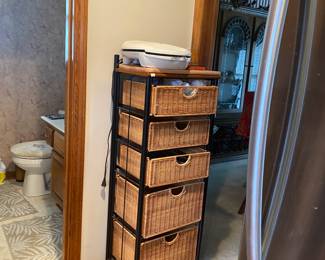 wicker shelving unit