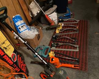Black & Decker edge hog, electric hedge trimmer , electric blower, electric weed whip, sprinklers and more