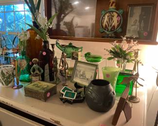 Lots of items in the green range- vintage global items throughout the house