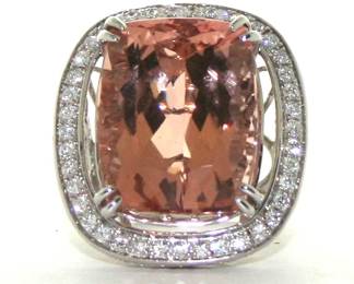 Jewelry Morganite and White Sapphire Ring