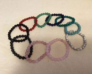 CCS012 Ten Polished Stone Bead Bracelets New