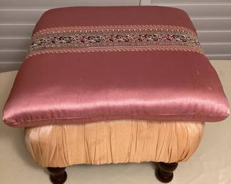 CCS137 Pink Satin Upolstered Footstool
