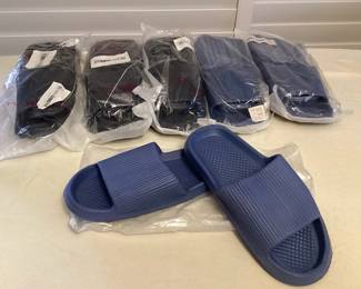 CCS022 Six Pairs Of Navy & Blue Slides Women’s Size 9-10? New