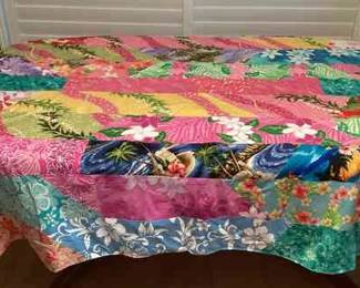 CCS134 Vintage Hawaiian Patchwork Quilt Blanket