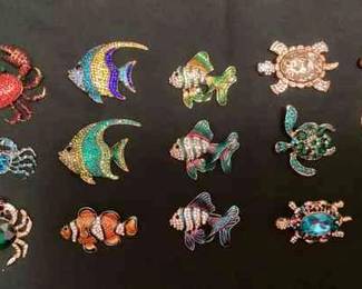 CCS202 Fifteen Sealife Costume Jewelry Brooches