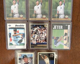 Derek Jeter Baseball Cards Lot of 8 cards including 4 rookie cards