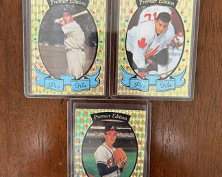 3 Premier Edition Sports Cards Joe DiMaggio, Tom Glavine, and Eric Lindros