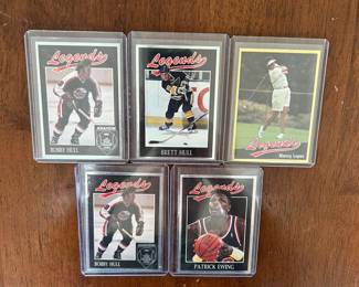 5 Legends Cards Patrick Ewing, Nancy Lopez, Bobby Hull, and Brett Hull