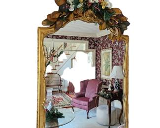 Gorgeous large gold framed beveled mirror